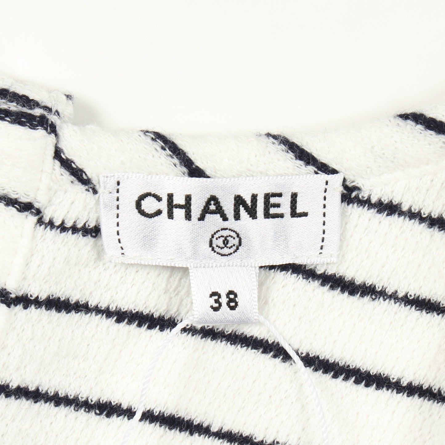 ココマークボタン ボーダー タンクトップ コットン ホワイト ブラック シャネル トップス CHANEL