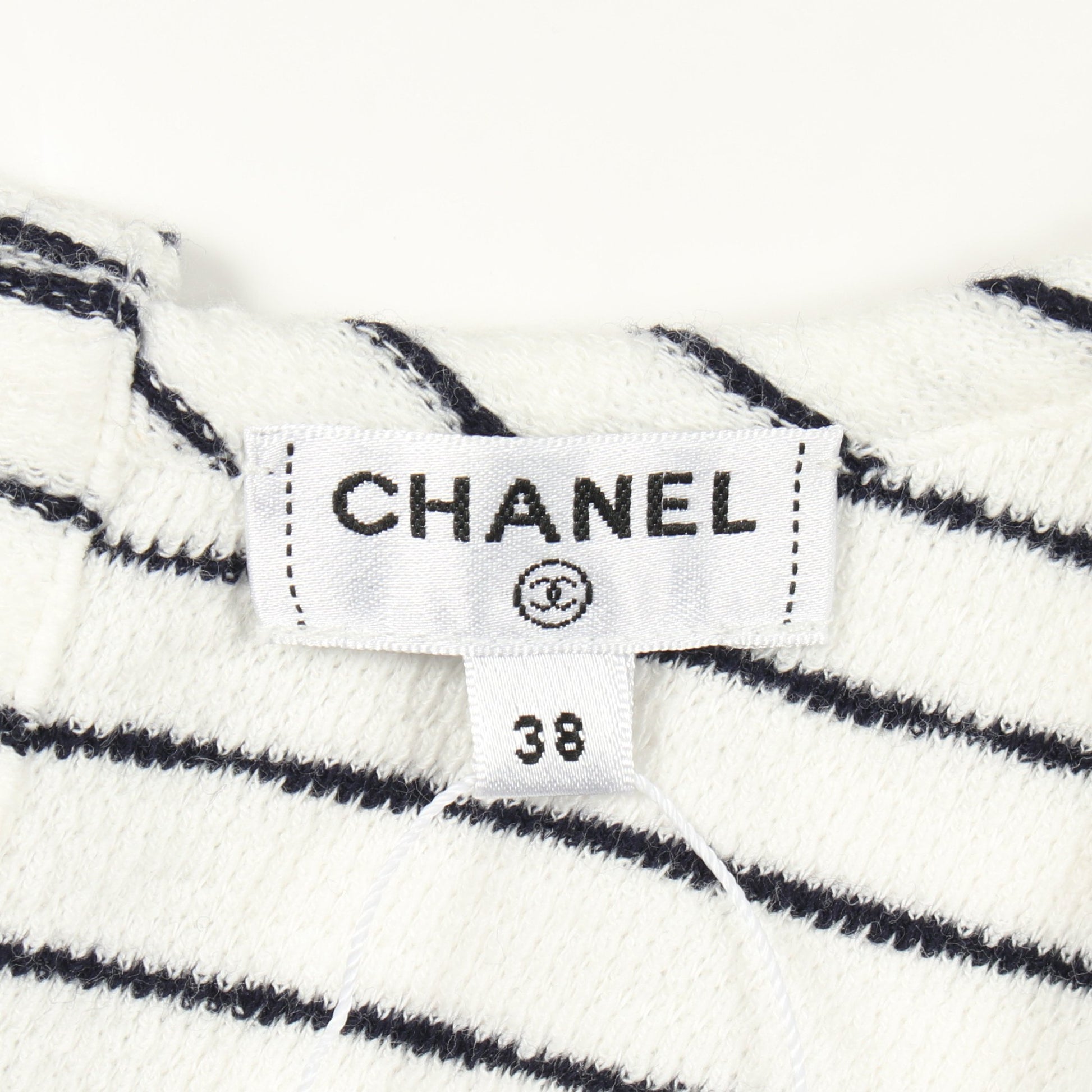 ココマークボタン ボーダー タンクトップ コットン ホワイト ブラック シャネル トップス CHANEL