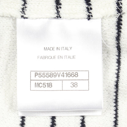 ココマークボタン ボーダー タンクトップ コットン ホワイト ブラック シャネル トップス CHANEL