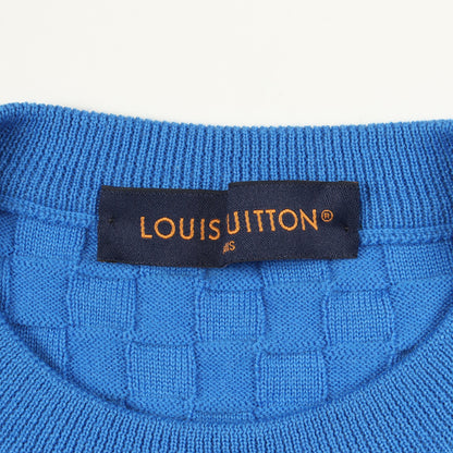 ダミエ クルーネック ニット ウール ブルー ルイヴィトン トップス LOUIS VUITTON