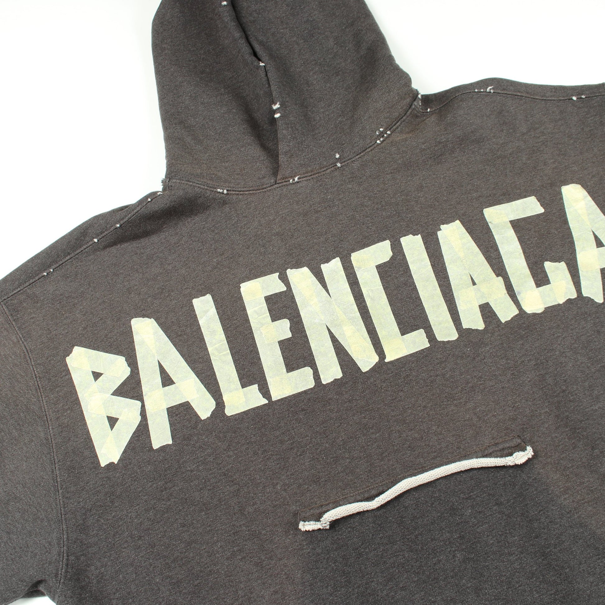 TAPE TYPE RIPPED POCKET HOODIE ダメージ加工 プルオーバーパーカー コットン ダークグレー バレンシアガ トップス BALENCIAGA