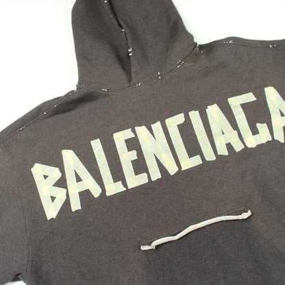 TAPE TYPE RIPPED POCKET HOODIE ダメージ加工 プルオーバーパーカー コットン ダークグレー バレンシアガ トップス BALENCIAGA