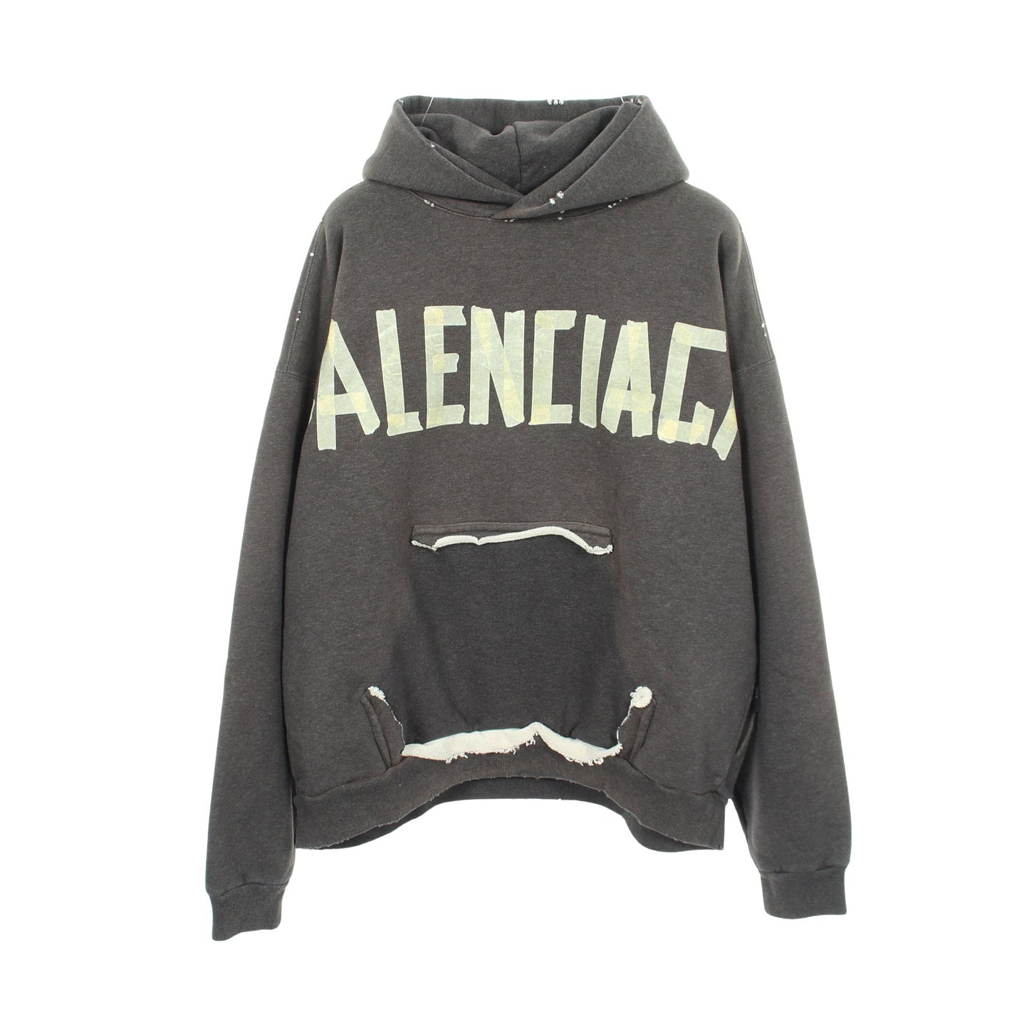 TAPE TYPE RIPPED POCKET HOODIE ダメージ加工 プルオーバーパーカー コットン ダークグレー バレンシアガ トップス BALENCIAGA