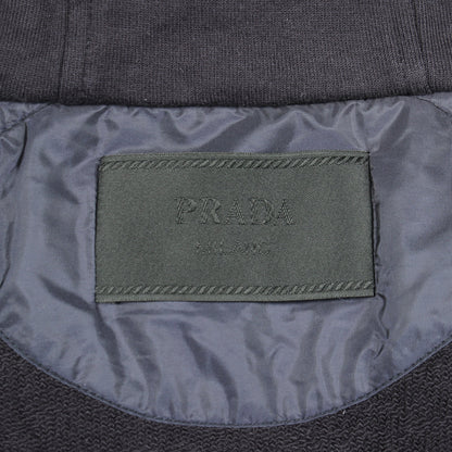 RE-NYLON 切替 ジップアップパーカー コットン ナイロン ダークネイビー プラダ トップス PRADA
