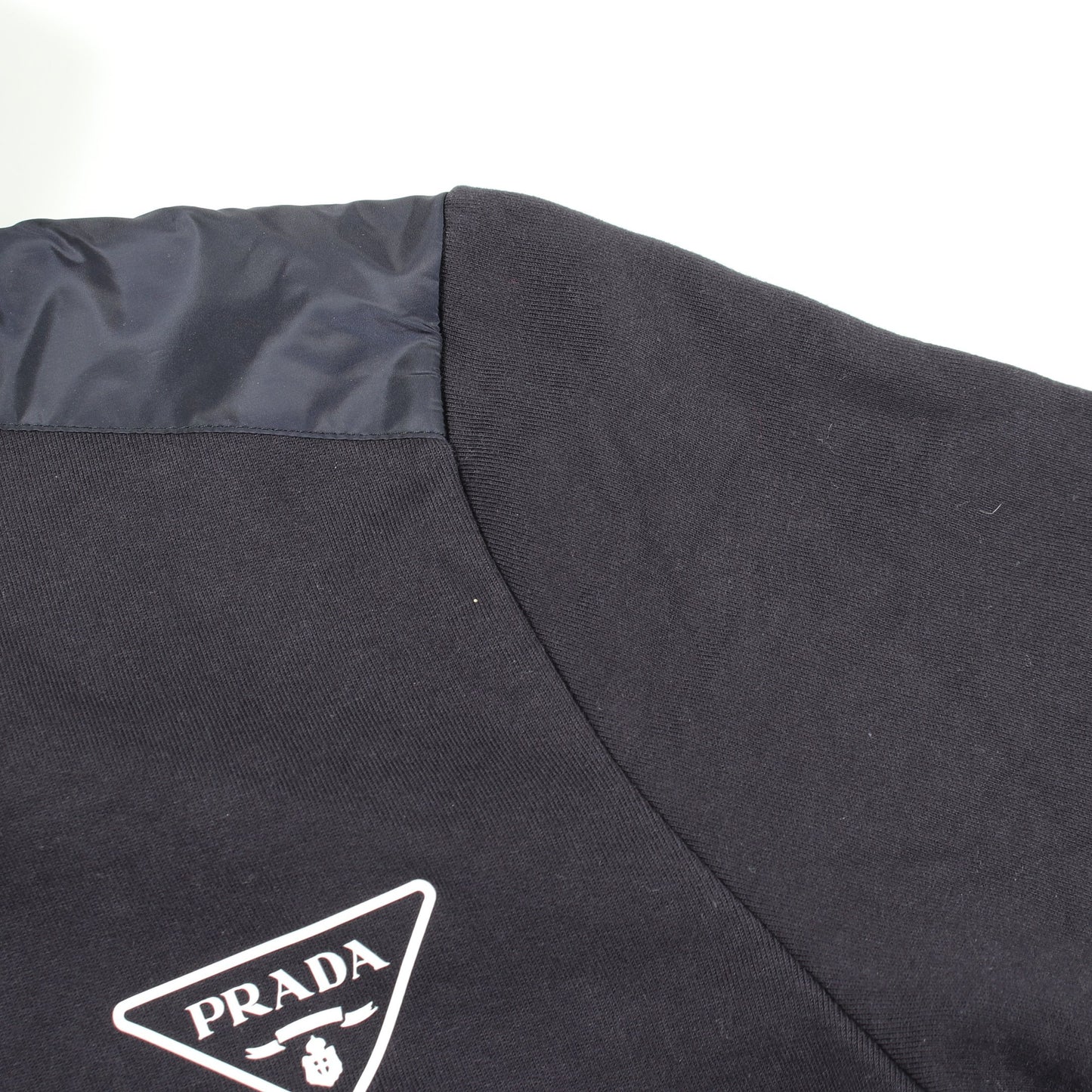 RE-NYLON 切替 ジップアップパーカー コットン ナイロン ダークネイビー プラダ トップス PRADA