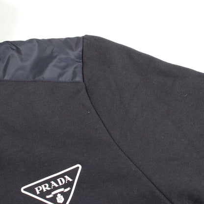 RE-NYLON 切替 ジップアップパーカー コットン ナイロン ダークネイビー プラダ トップス PRADA