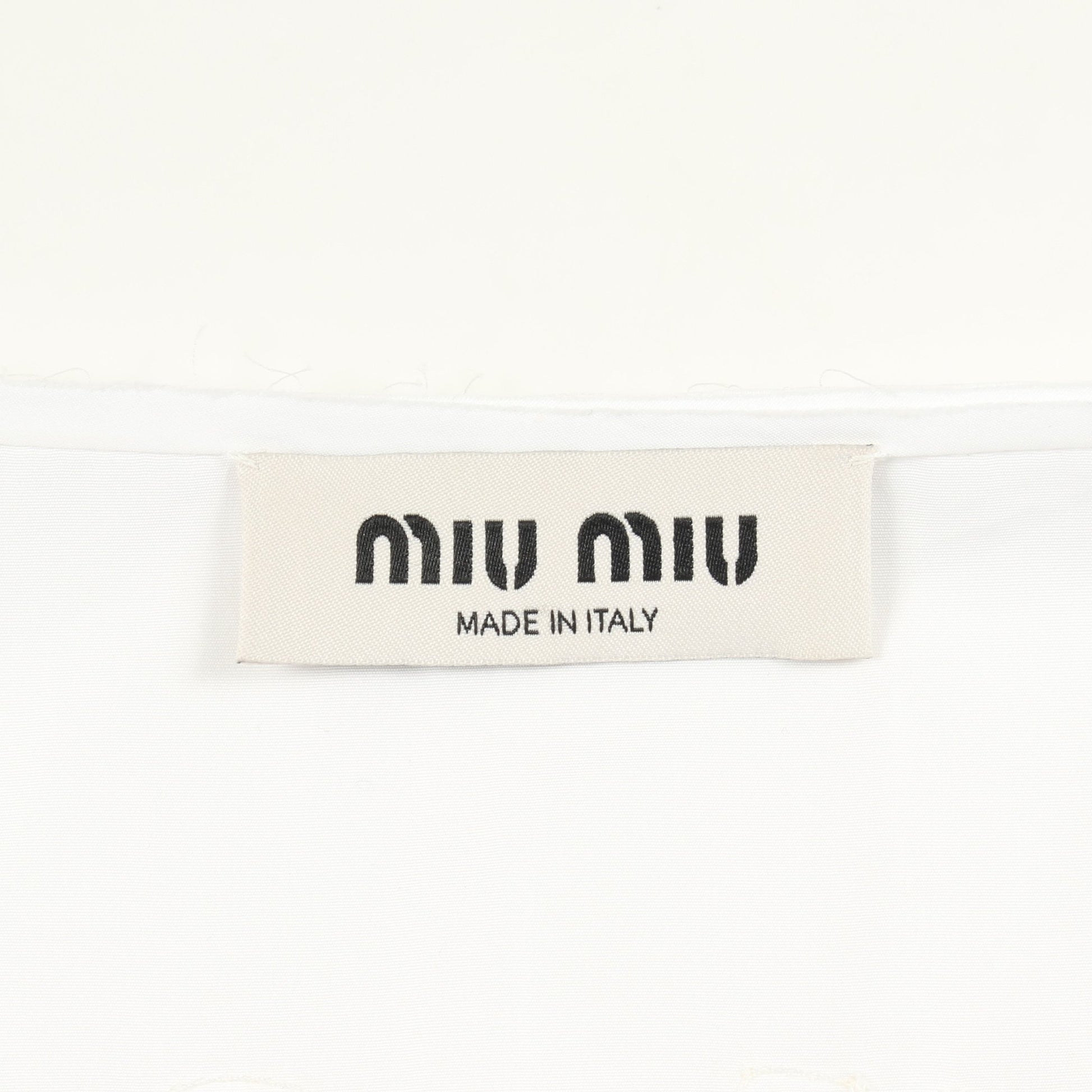 カットオフ クロップドシャツ ブラウス コットン ホワイト ミュウミュウ トップス miu miu