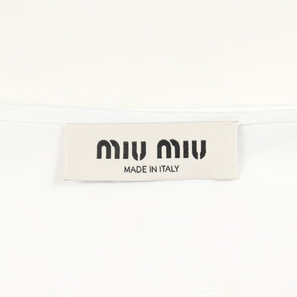 カットオフ クロップドシャツ ブラウス コットン ホワイト ミュウミュウ トップス miu miu