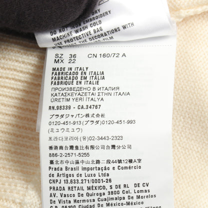 ビジュー 半袖 ニット ウール オフホワイト ホワイト ミュウミュウ トップス miu miu