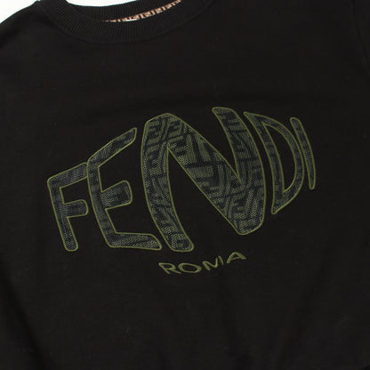 フィッシュアイ クロップド スウェットシャツ コットン ブラック グリーン フェンディ トップス FENDI