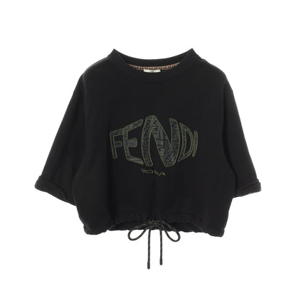フィッシュアイ クロップド スウェットシャツ コットン ブラック グリーン フェンディ トップス FENDI