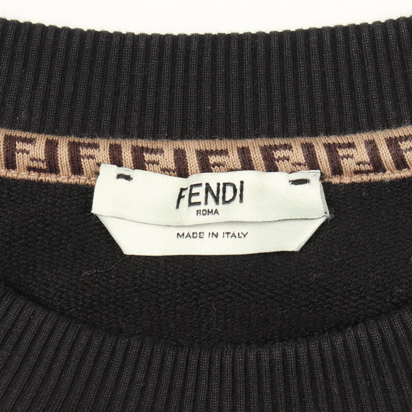 フィッシュアイ クロップド スウェットシャツ コットン ブラック グリーン フェンディ トップス FENDI