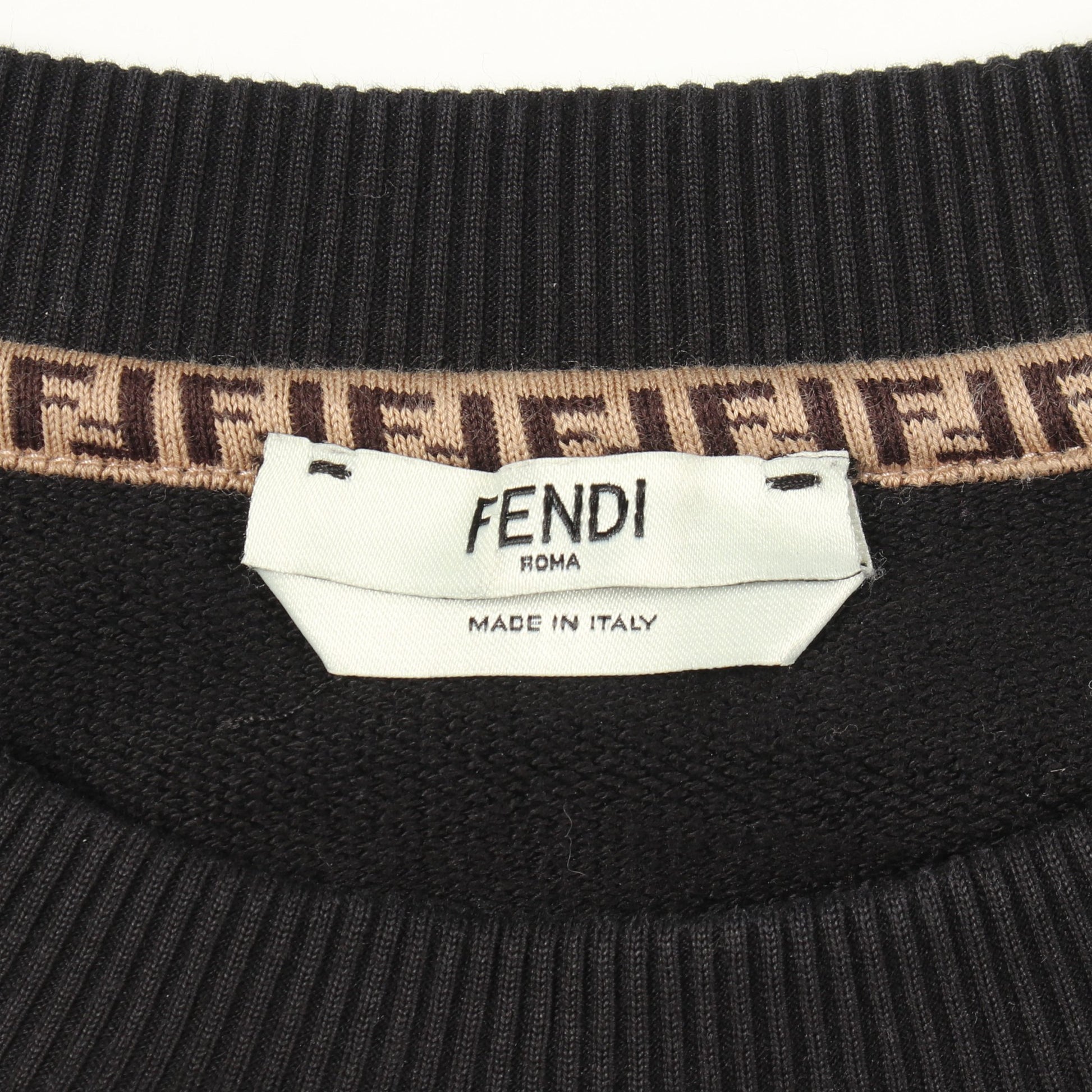 フィッシュアイ クロップド スウェットシャツ コットン ブラック グリーン フェンディ トップス FENDI