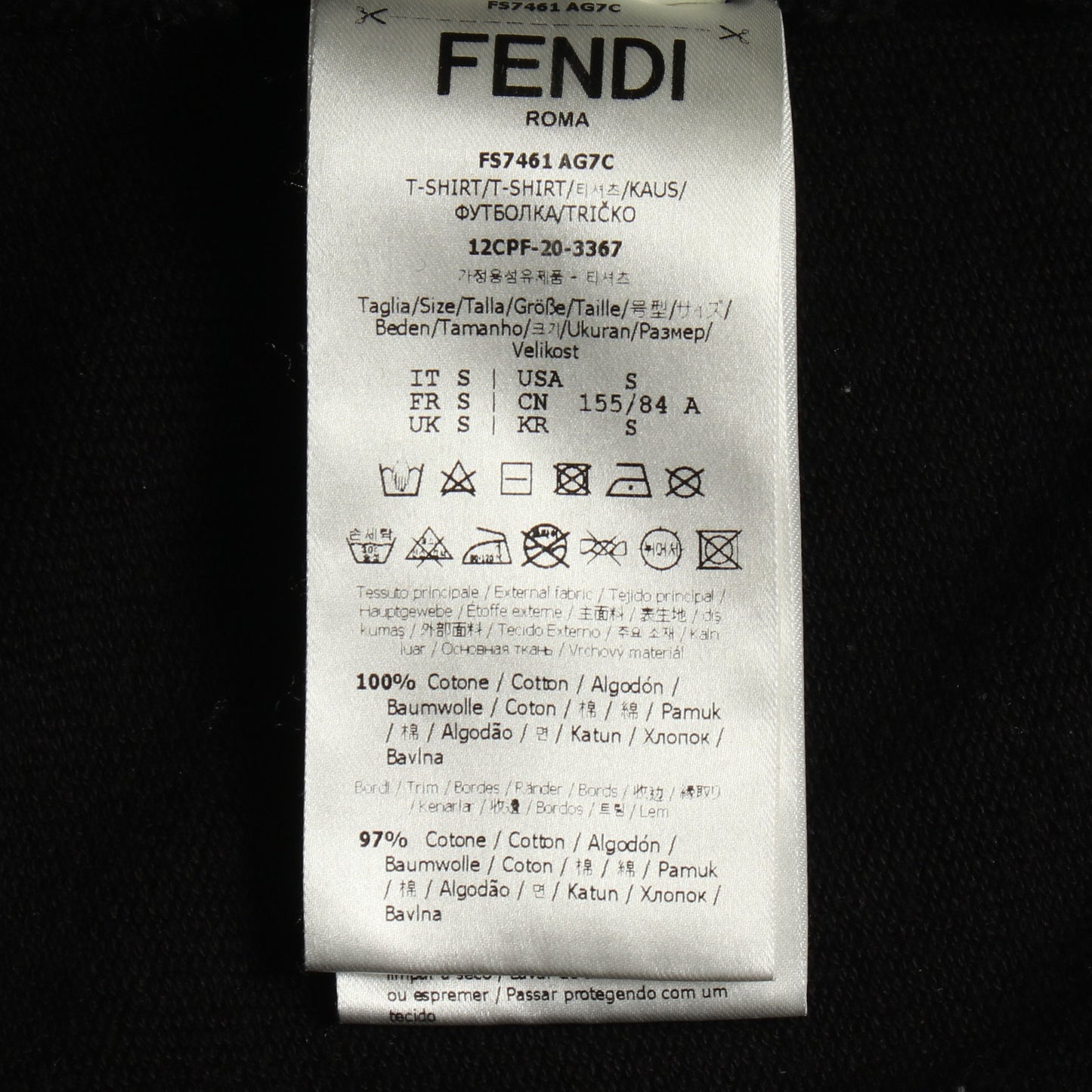 フィッシュアイ クロップド スウェットシャツ コットン ブラック グリーン フェンディ トップス FENDI