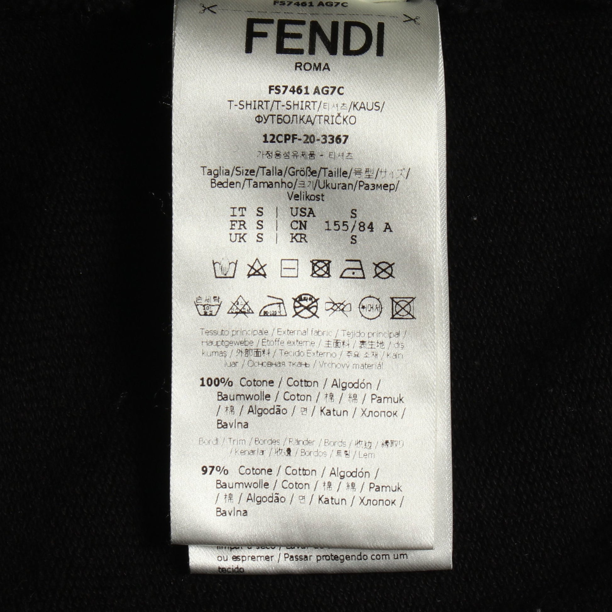 フィッシュアイ クロップド スウェットシャツ コットン ブラック グリーン フェンディ トップス FENDI