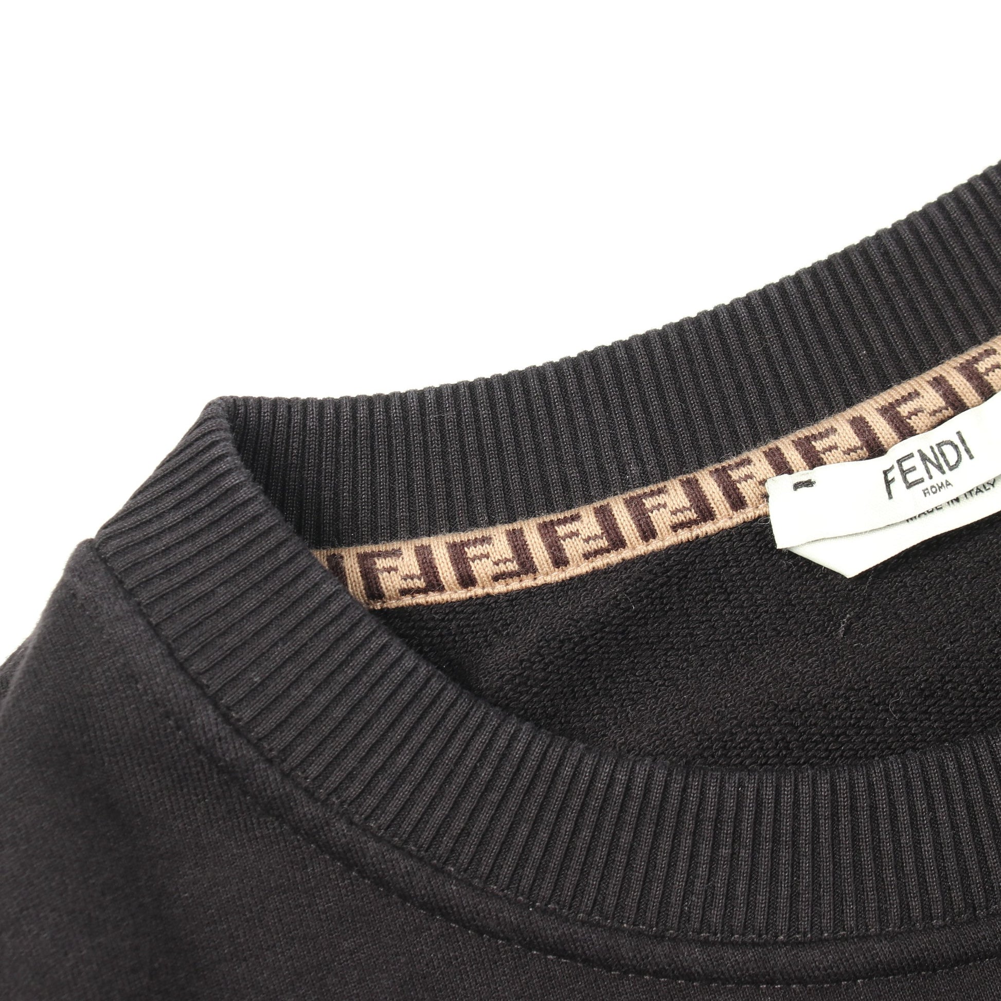 フィッシュアイ クロップド スウェットシャツ コットン ブラック グリーン フェンディ トップス FENDI