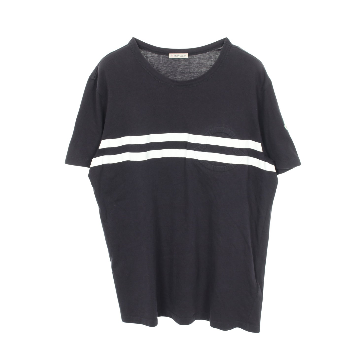 アイコンエンボス クルーネック 半袖Tシャツ コットン ネイビー ホワイト モンクレール トップス MONCLER
