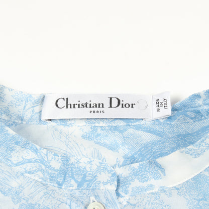 トワルドゥジュイ ロング シャツワンピース コットン ホワイト ライトブルー ワンピース Christian Dior