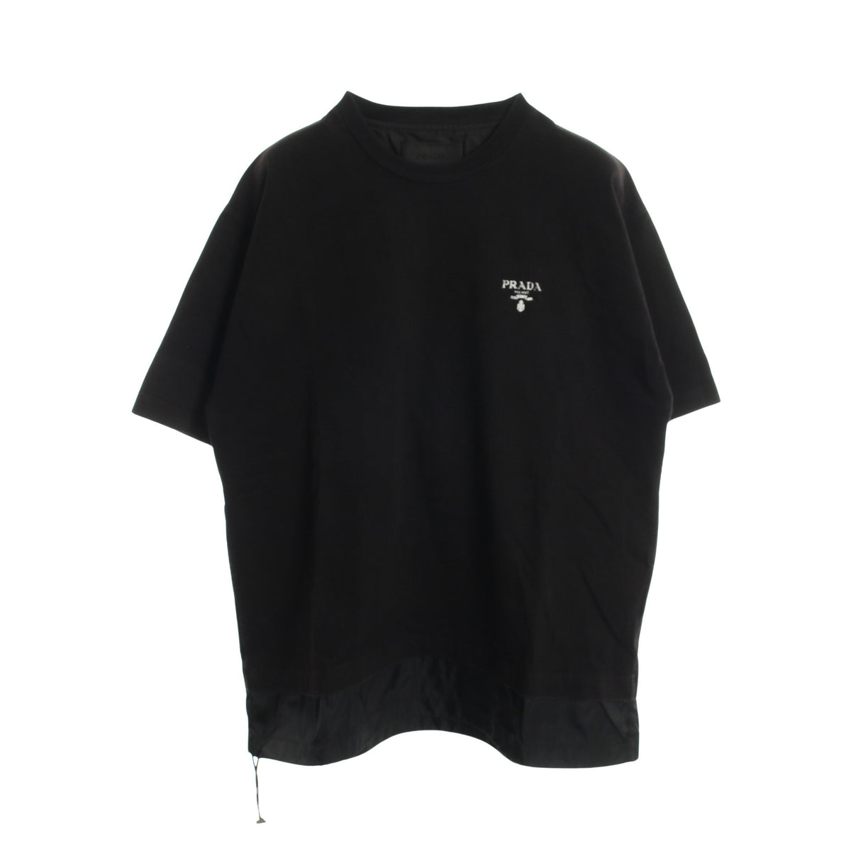 ロゴプリント ナイロン切替 クルーネック 半袖Tシャツ コットン 