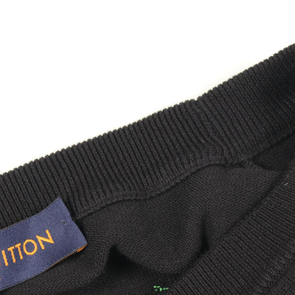 グラフィックニット クルーネック 半袖Tシャツ コットン ナイロン ブラック イエローグリーン ルイヴィトン トップス LOUIS VUITTON