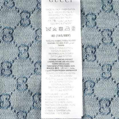 GGジャガード オープンカラー 半袖 デニムシャツ コットン ブルー グッチ トップス GUCCI