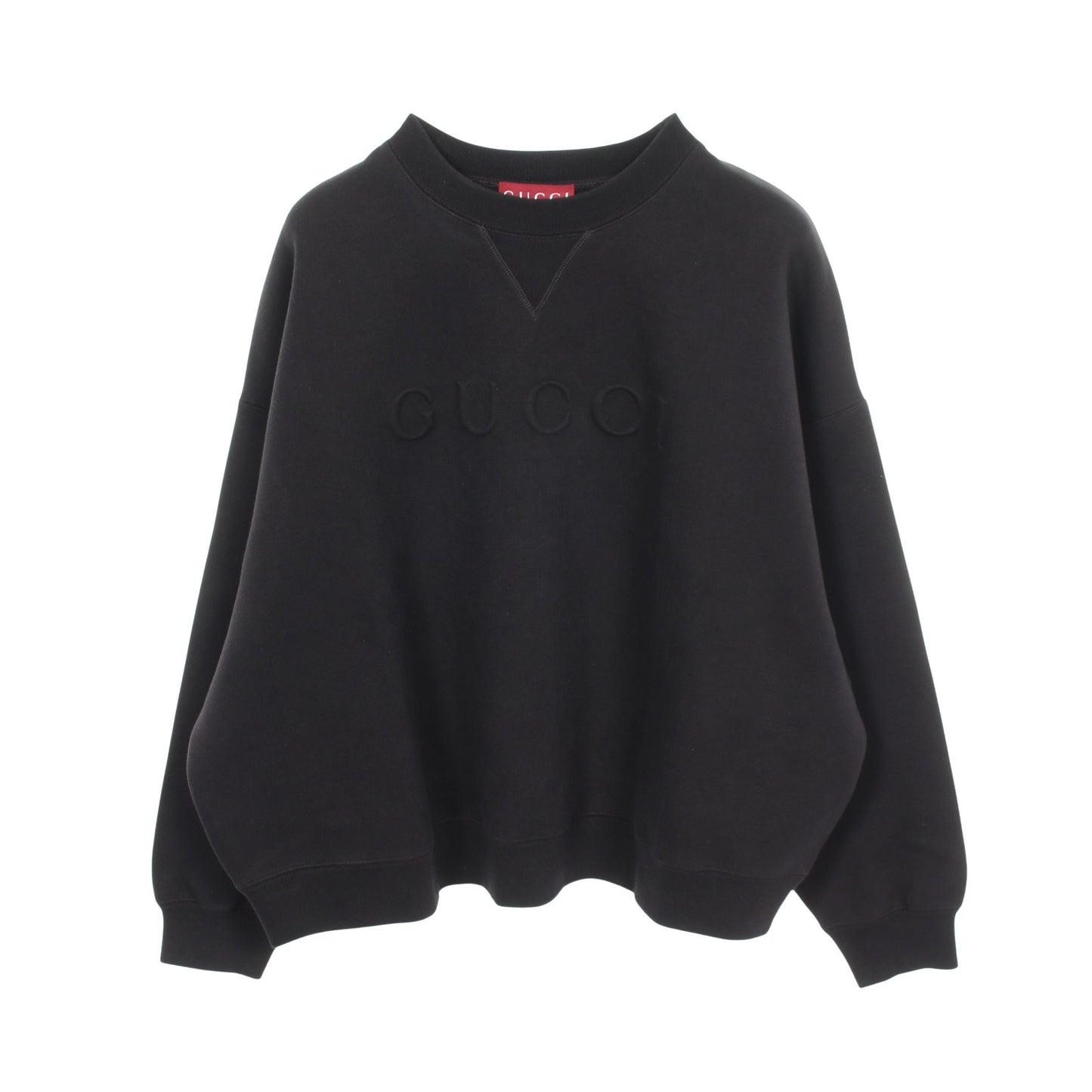 エンボスロゴ スウェットシャツ コットン ブラック グッチ トップス GUCCI