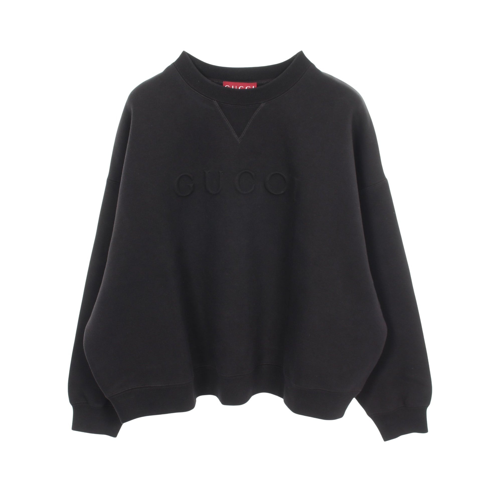 エンボスロゴ スウェットシャツ コットン ブラック グッチ トップス GUCCI