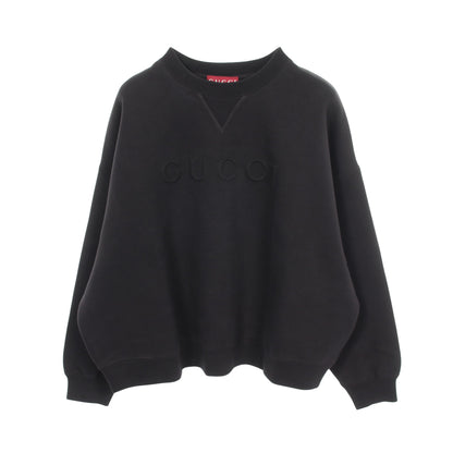 エンボスロゴ スウェットシャツ コットン ブラック グッチ トップス GUCCI