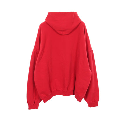 MANY KISSES ダメージ加工 プルオーバーパーカー コットン レッド バレンシアガ トップス BALENCIAGA