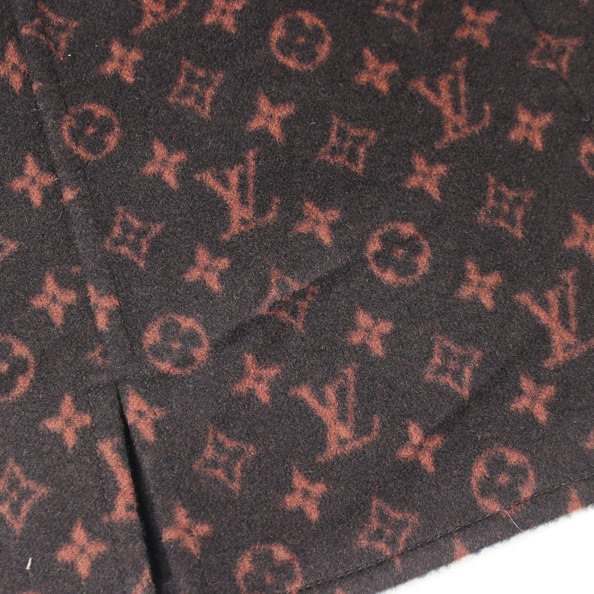 モノグラム ミニ スカート ウール シルク ブラック ブラウン ルイヴィトン ボトムス LOUIS VUITTON