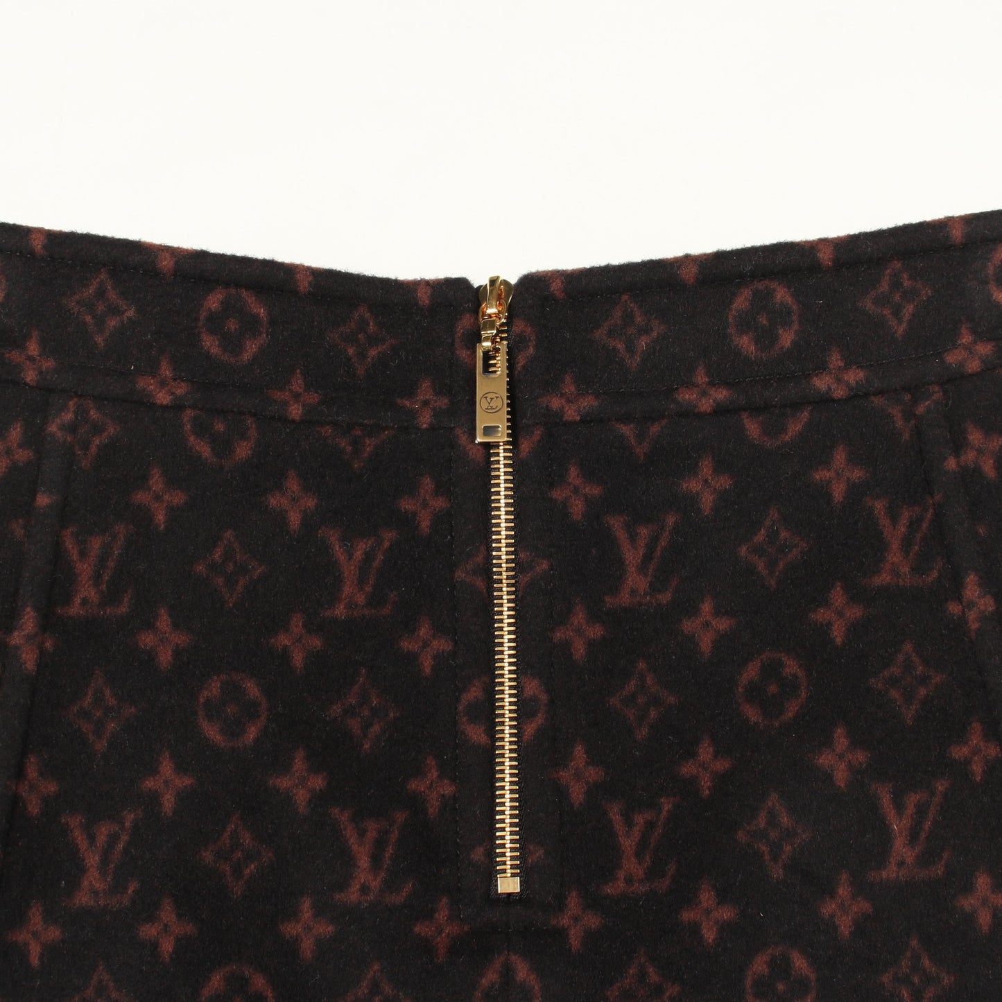 モノグラム ミニ スカート ウール シルク ブラック ブラウン ルイヴィトン ボトムス LOUIS VUITTON