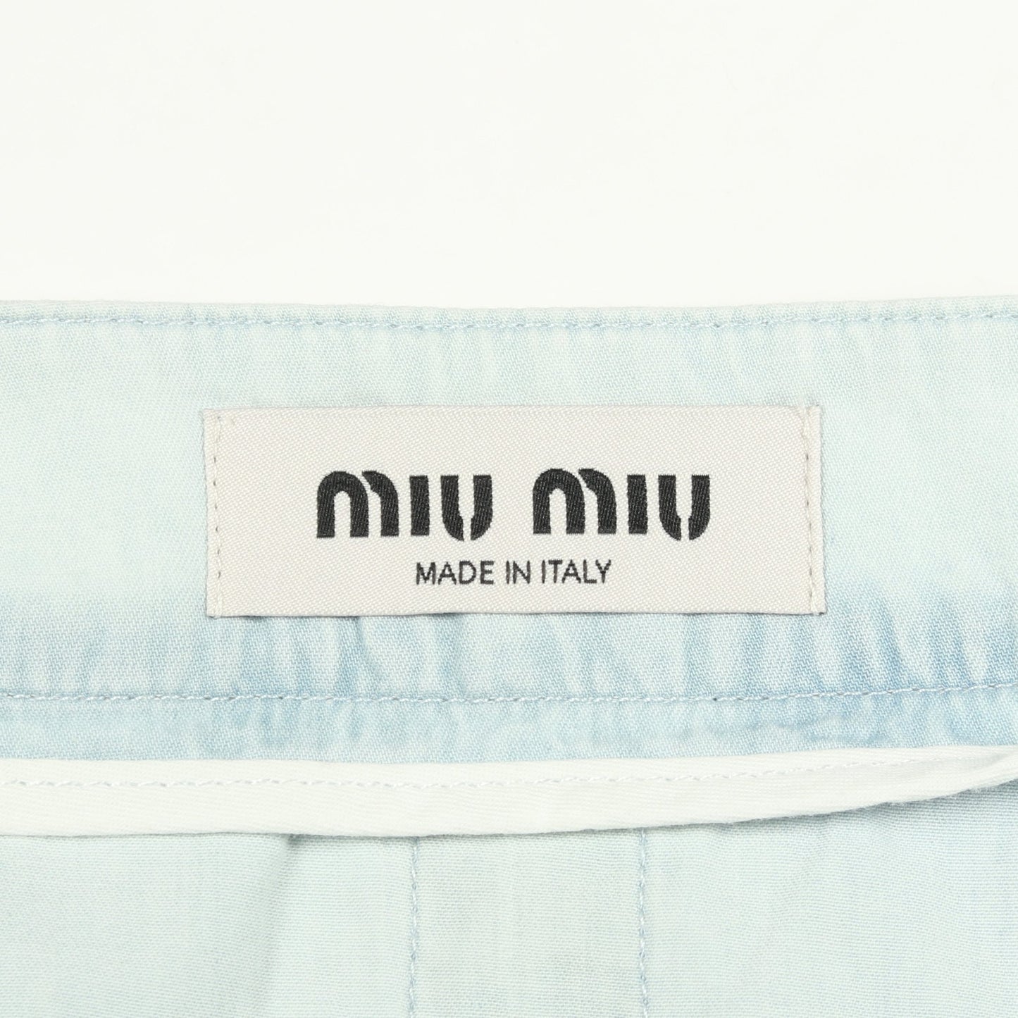 プリーツ デニムスカート コットン ライトブルー ミュウミュウ ボトムス miu miu