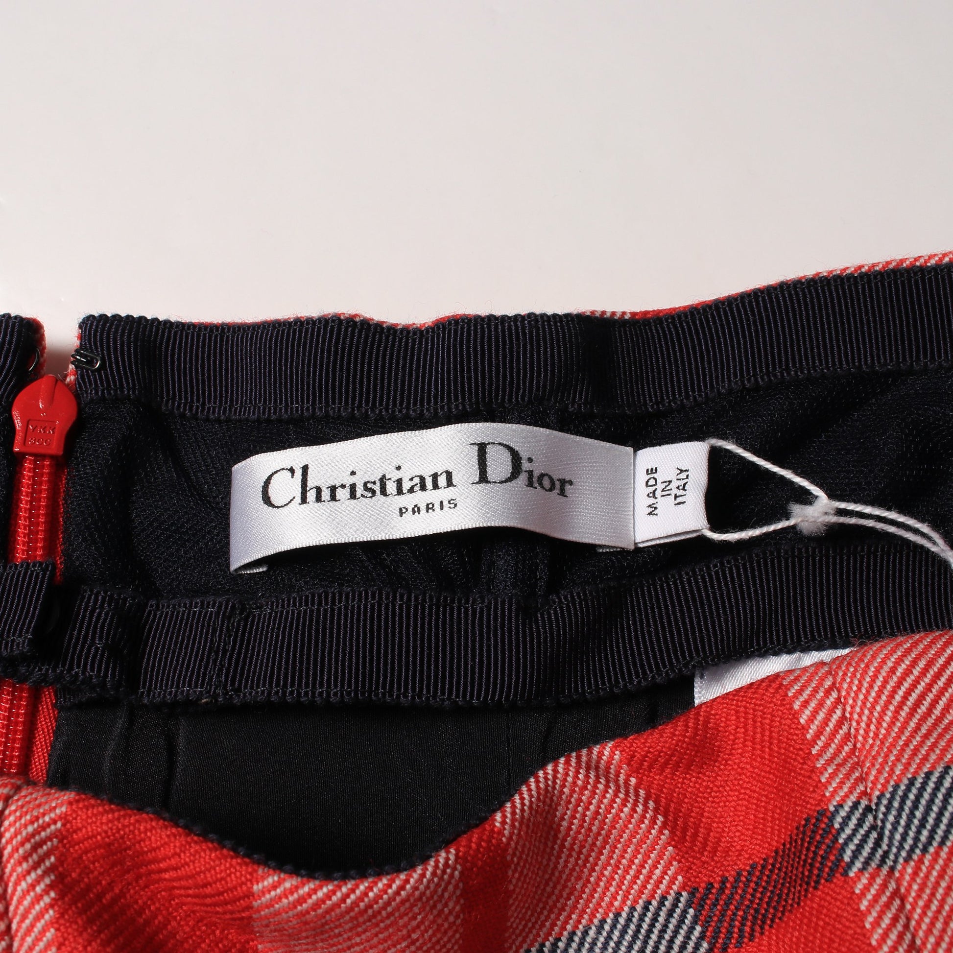 チェック スカート ウール レッド ネイビー クリスチャンディオール ボトムス Christian Dior