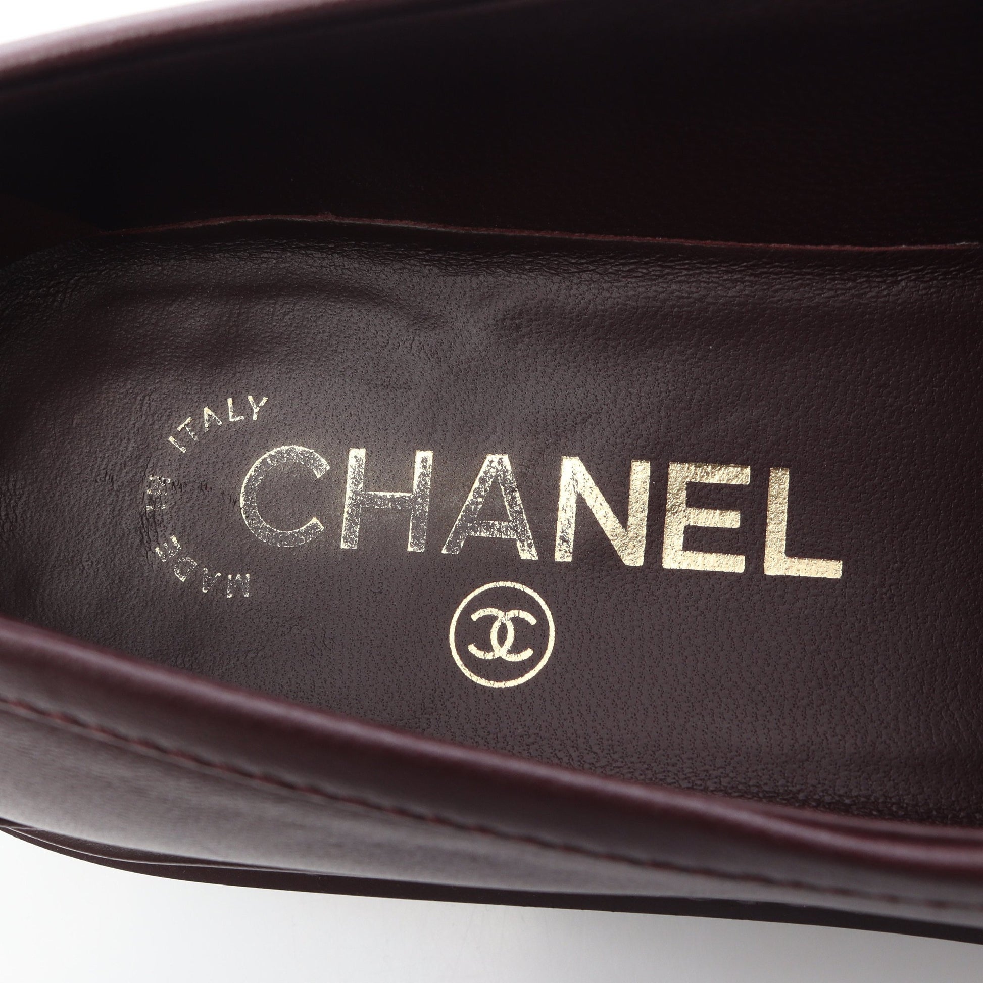 マトラッセ ローファー レザー ボルドー シャネル シューズ CHANEL