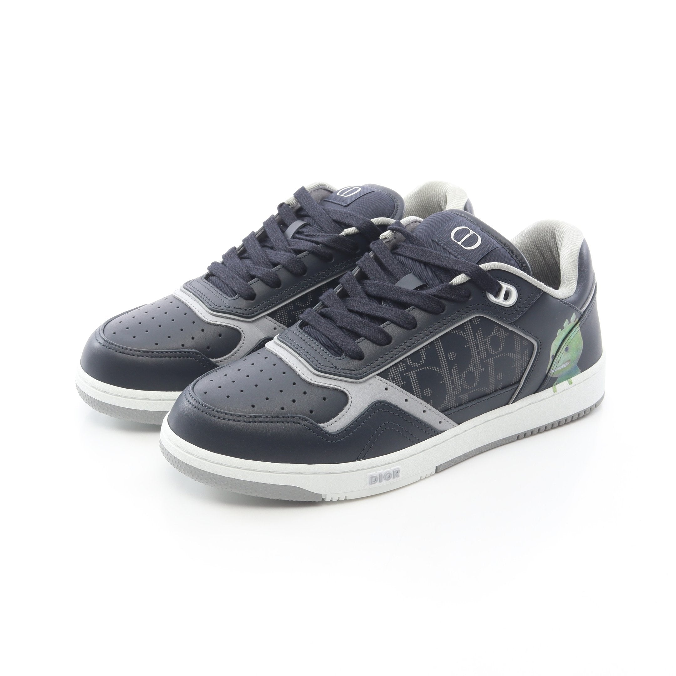 Dior ビーズ装飾 ブラックスニーカー DIOR × OTANI WORKSHOP B27 オブリーク スニーカー レザー ブラック