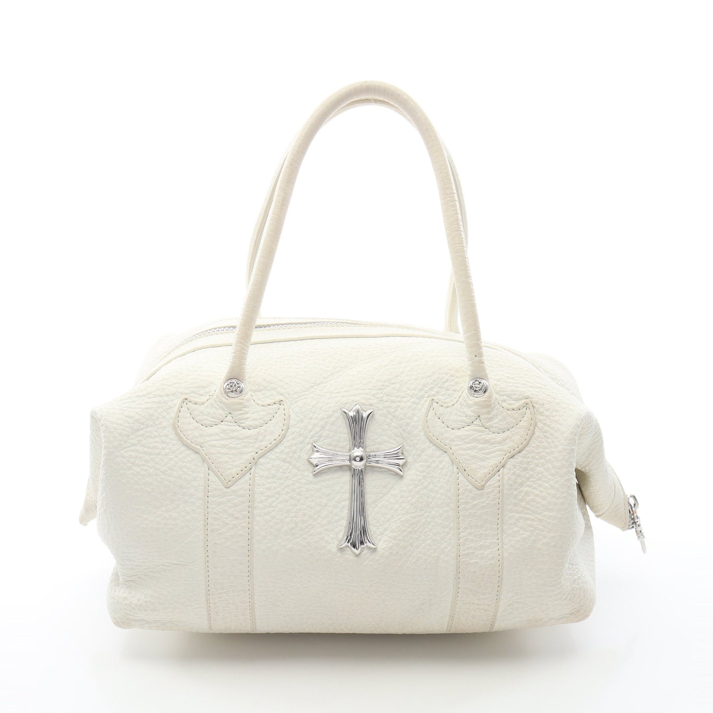モニカ ラージクロス ハンドバッグ レザー SV925 ホワイト クロムハーツ バッグ Chrome Hearts