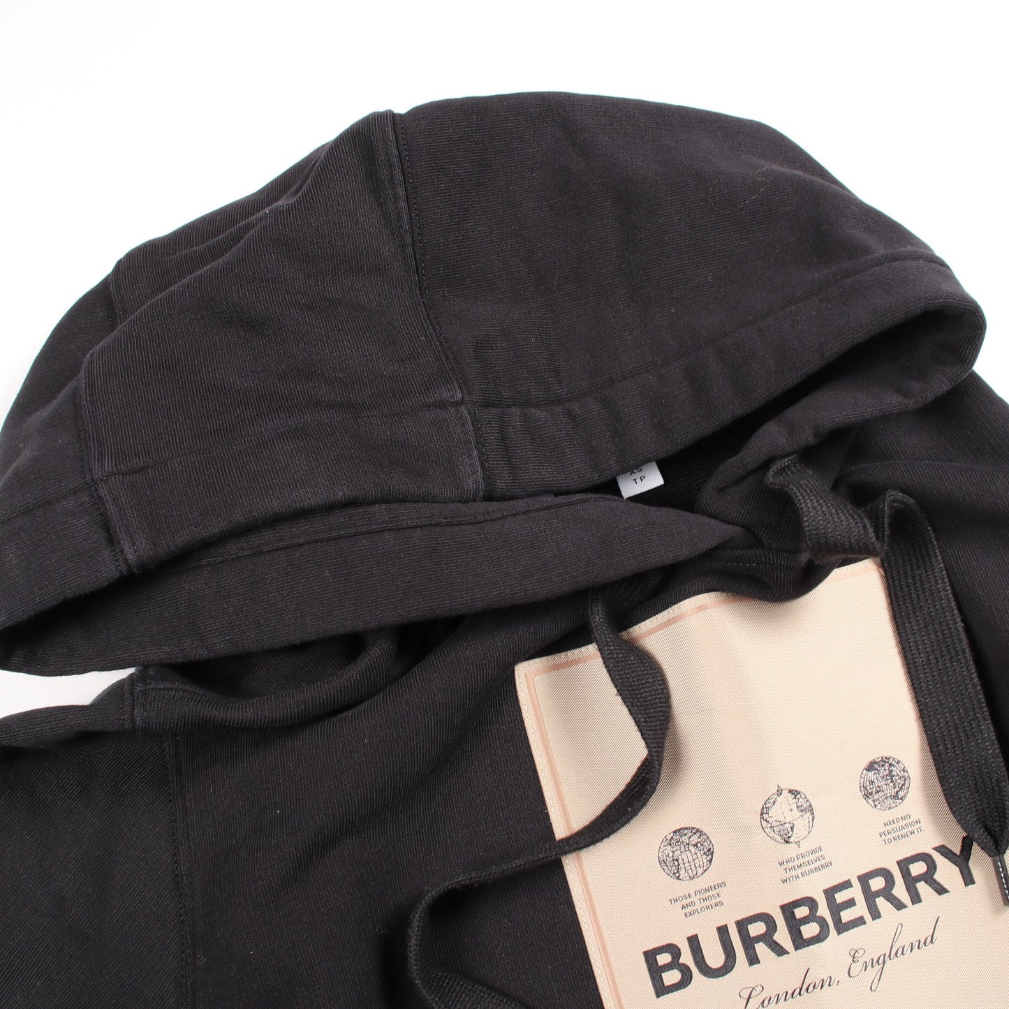 ラベルアップリケ プルオーバーパーカー コットン ブラック バーバリー トップス BURBERRY