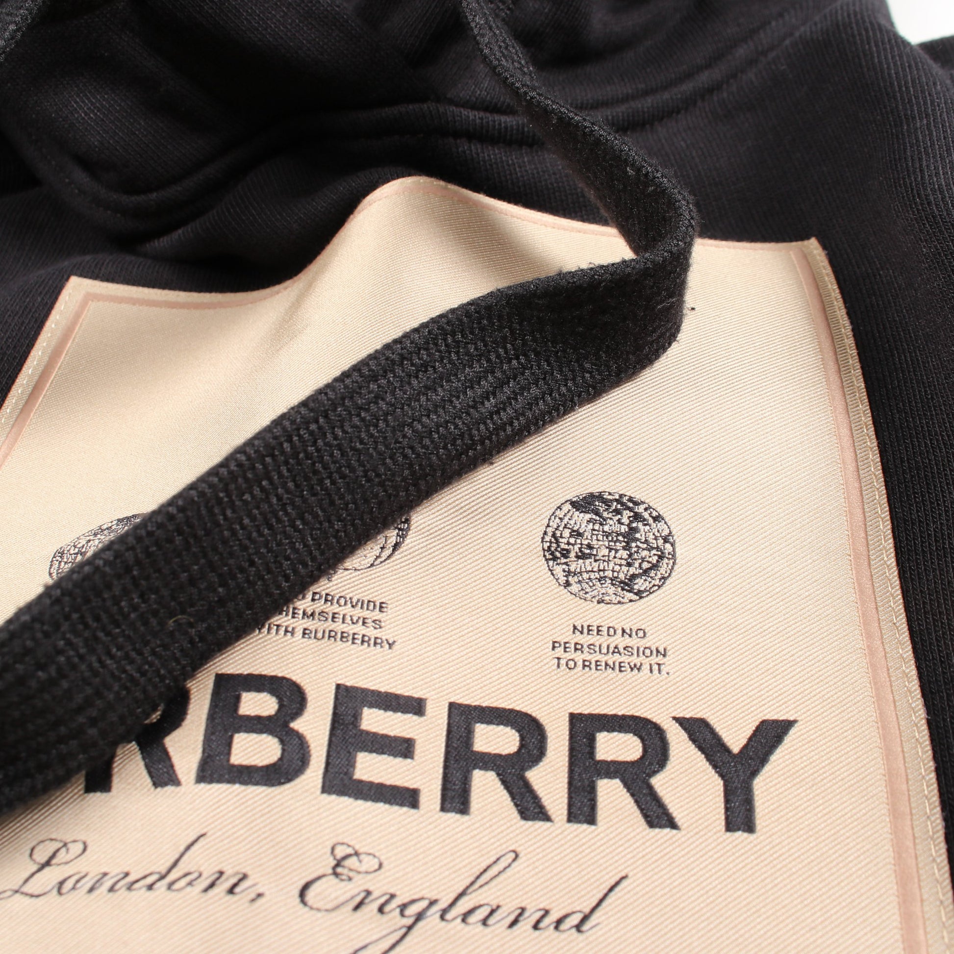 ラベルアップリケ プルオーバーパーカー コットン ブラック バーバリー トップス BURBERRY