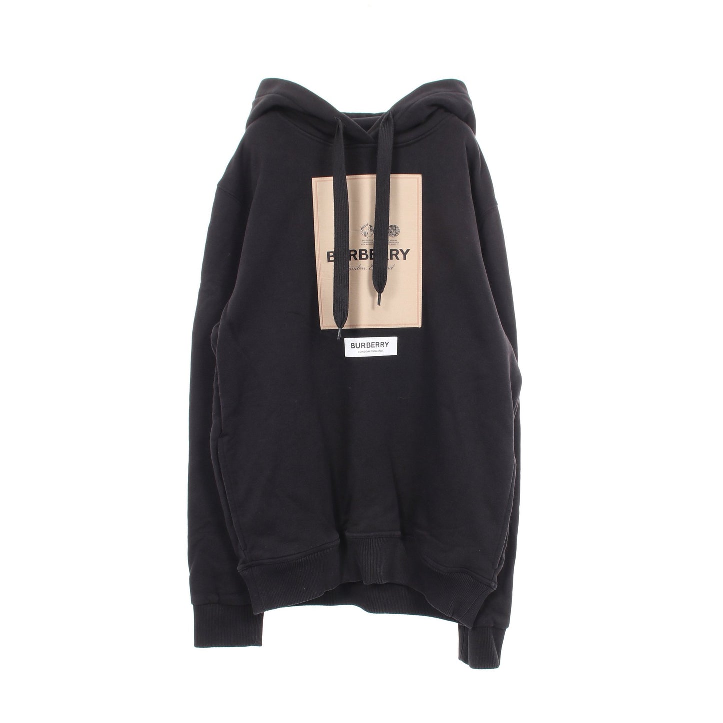 ラベルアップリケ プルオーバーパーカー コットン ブラック バーバリー トップス BURBERRY