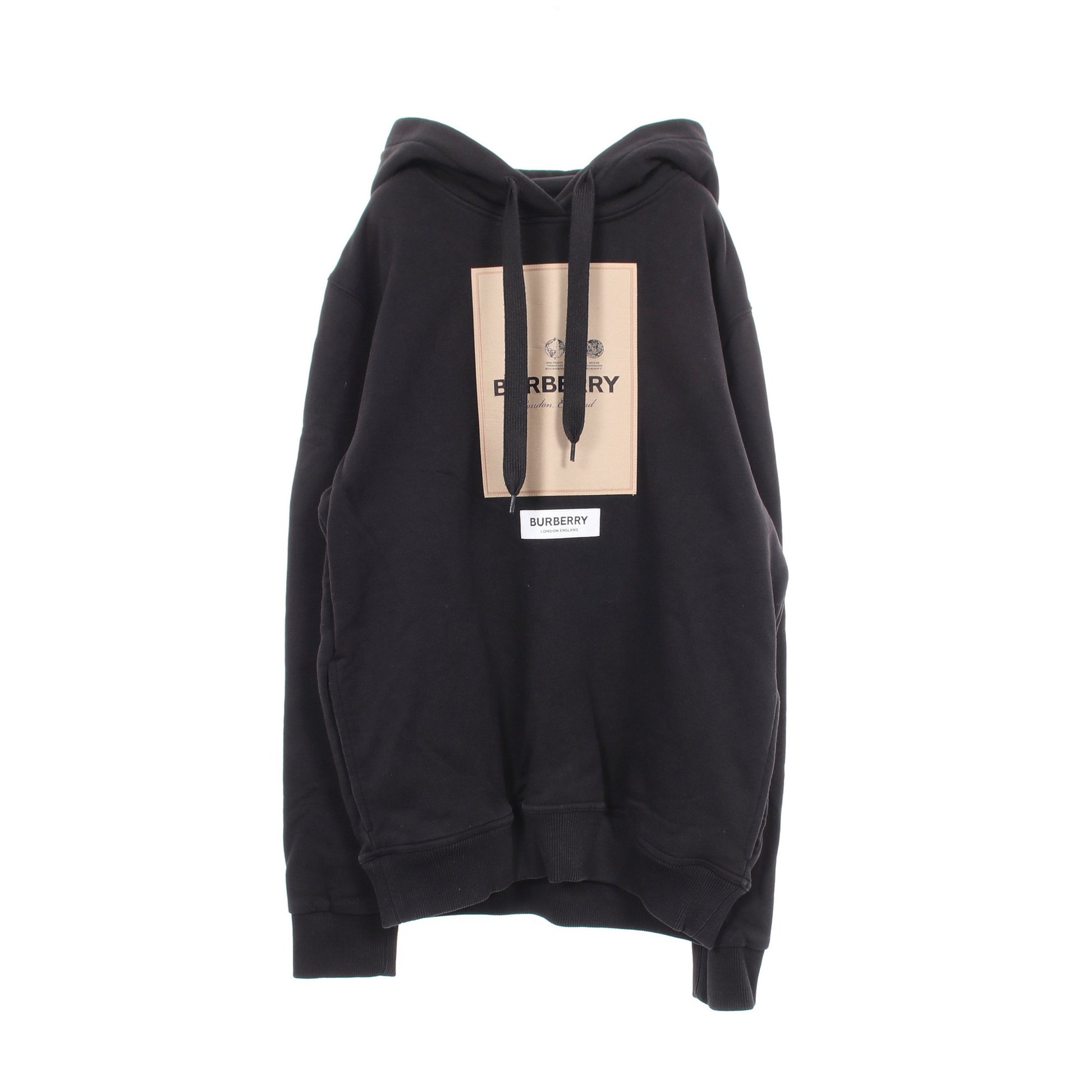 ラベルアップリケ プルオーバーパーカー コットン ブラック バーバリー トップス BURBERRY