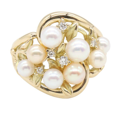 パール リング リング 指輪 K18YG パール ダイヤモンド イエローゴールド ホワイト クリア タサキ アクセサリー TASAKI