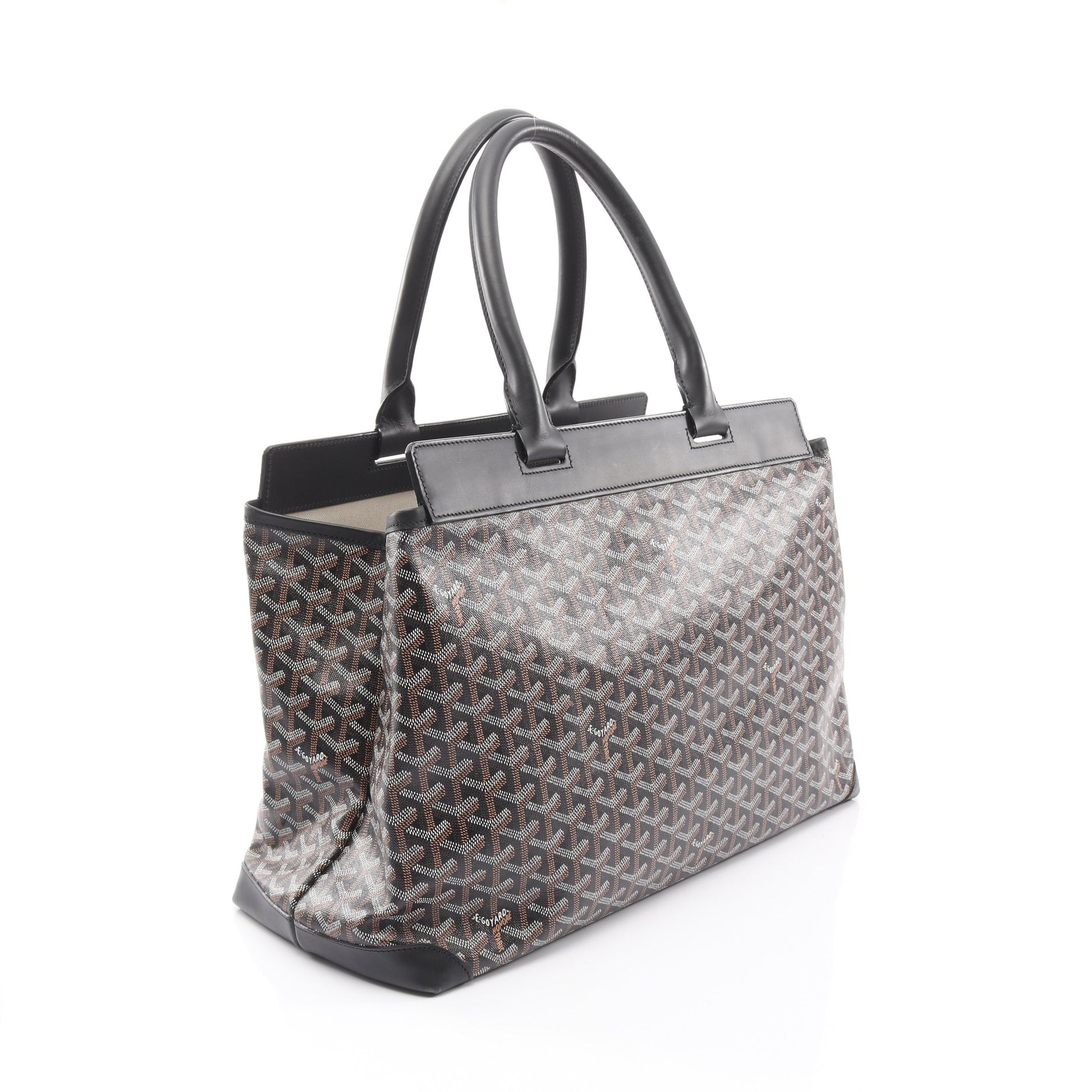 ベルシャスMM ハンドバッグ コーティングキャンバス レザー ブラック ゴヤール バッグ GOYARD
