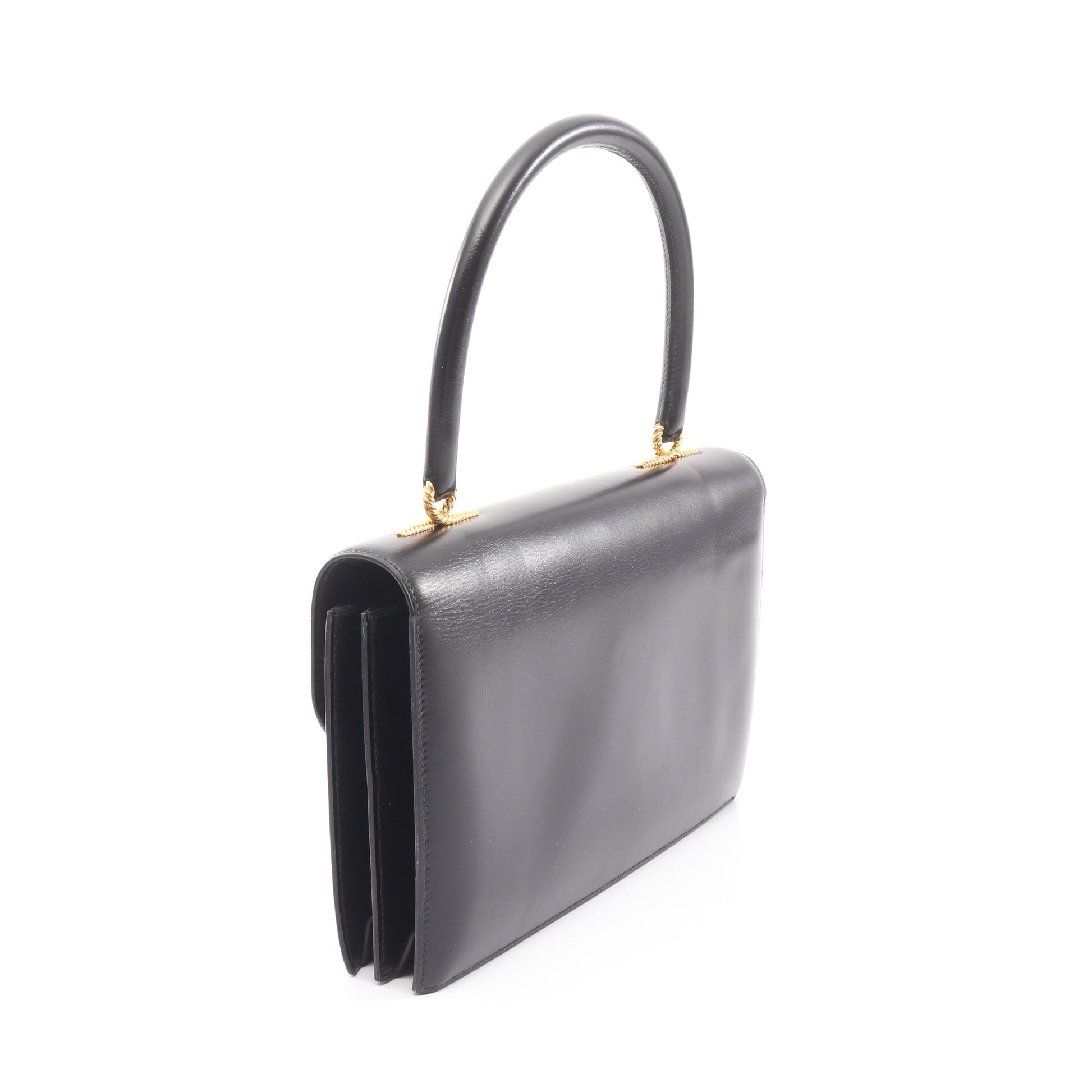 コルドリエール ハンドバッグ ボックスカーフ ブラック ゴールド金具 ○W刻印 エルメス バッグ HERMES
