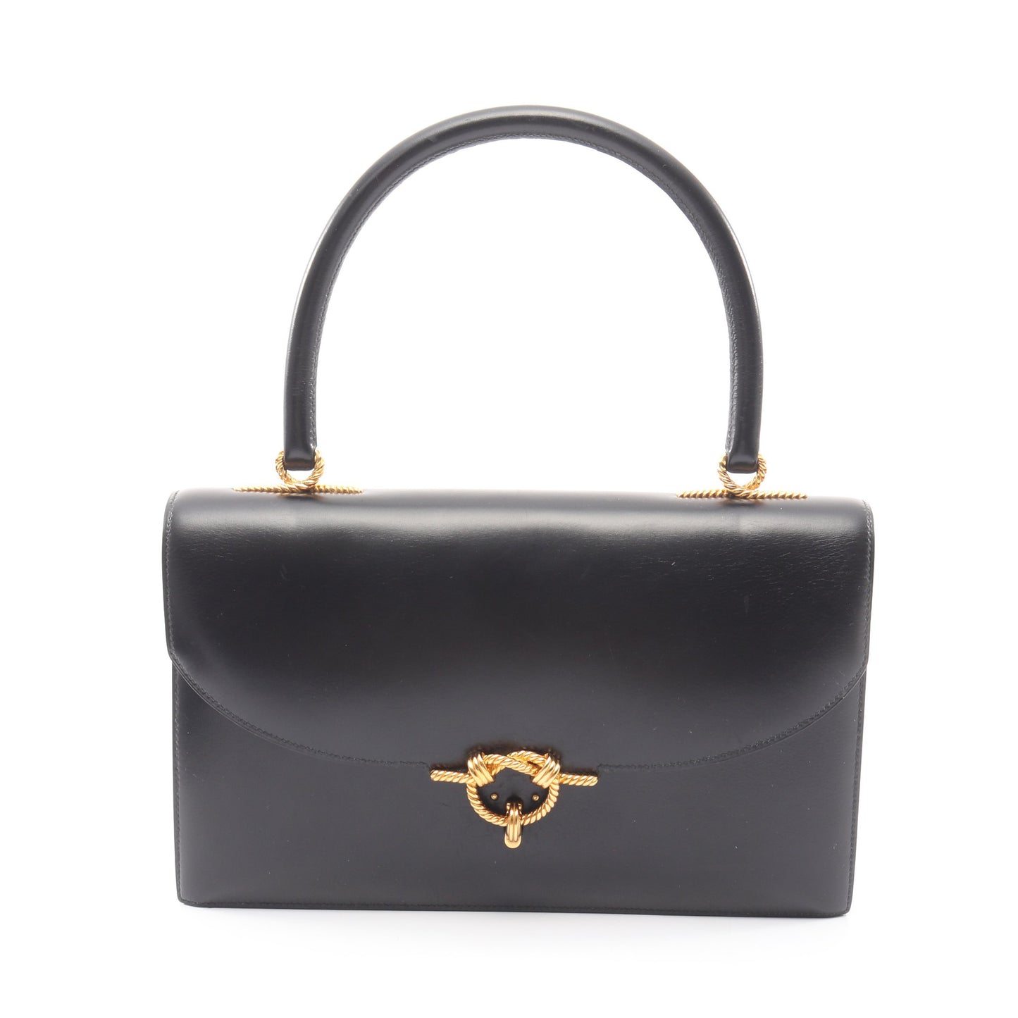 コルドリエール ハンドバッグ ボックスカーフ ブラック ゴールド金具 ○W刻印 エルメス バッグ HERMES