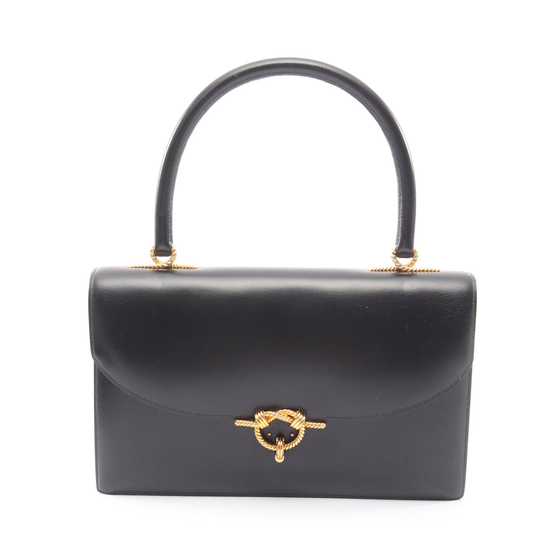 コルドリエール ハンドバッグ ボックスカーフ ブラック ゴールド金具 ○W刻印 エルメス バッグ HERMES