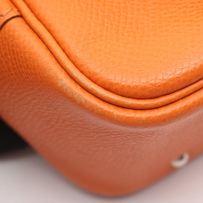 ミニプリュム20 ハンドバッグ ヴォーエプソン オレンジ シルバー金具 □H刻印 エルメス バッグ HERMES