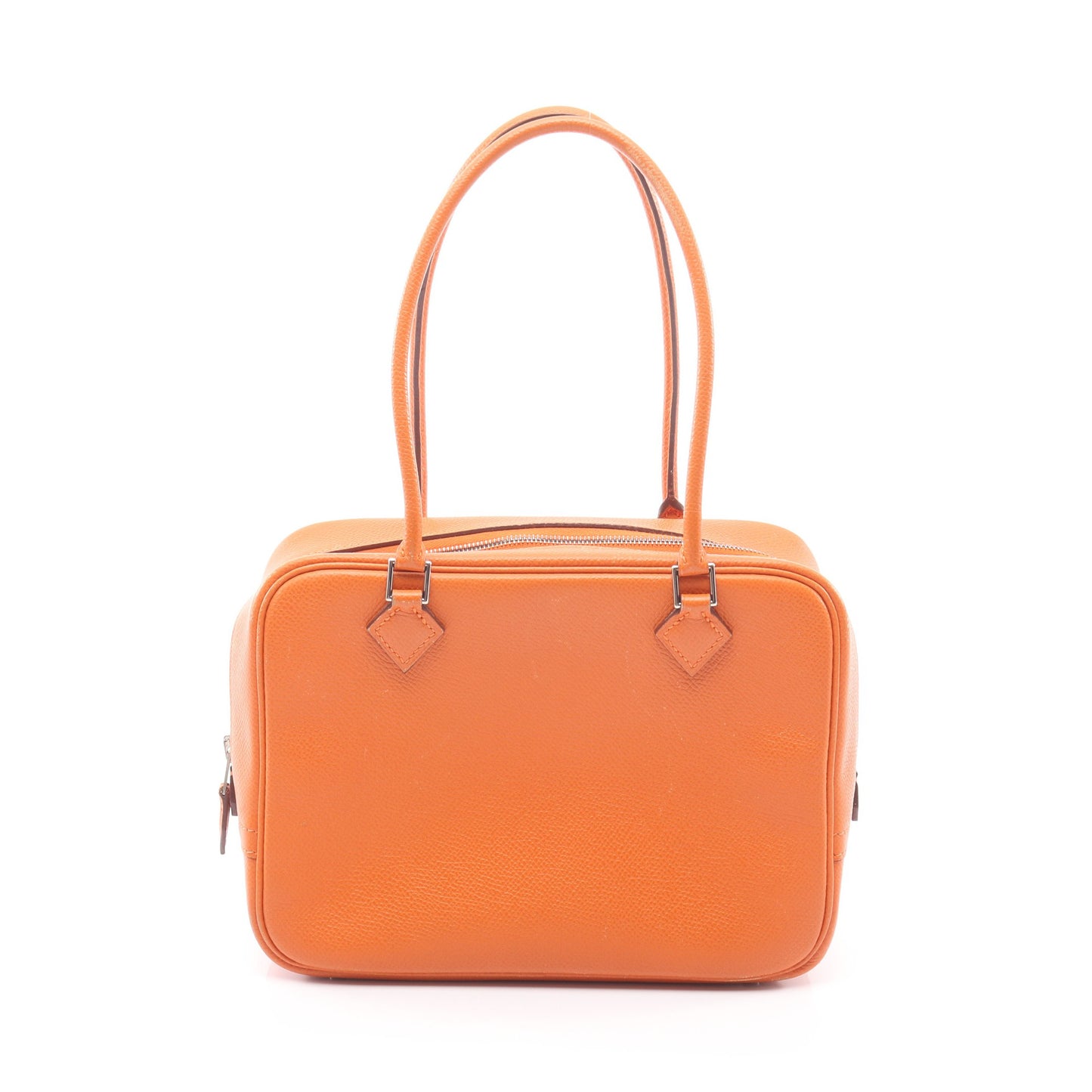 ミニプリュム20 ハンドバッグ ヴォーエプソン オレンジ シルバー金具 □H刻印 エルメス バッグ HERMES