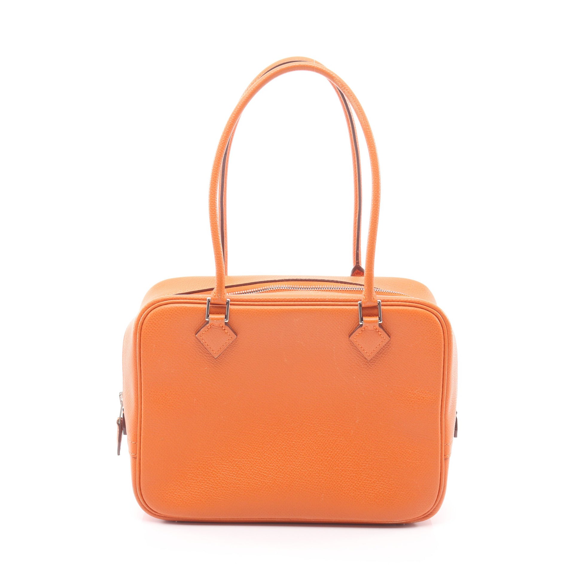 ミニプリュム20 ハンドバッグ ヴォーエプソン オレンジ シルバー金具 □H刻印 エルメス バッグ HERMES