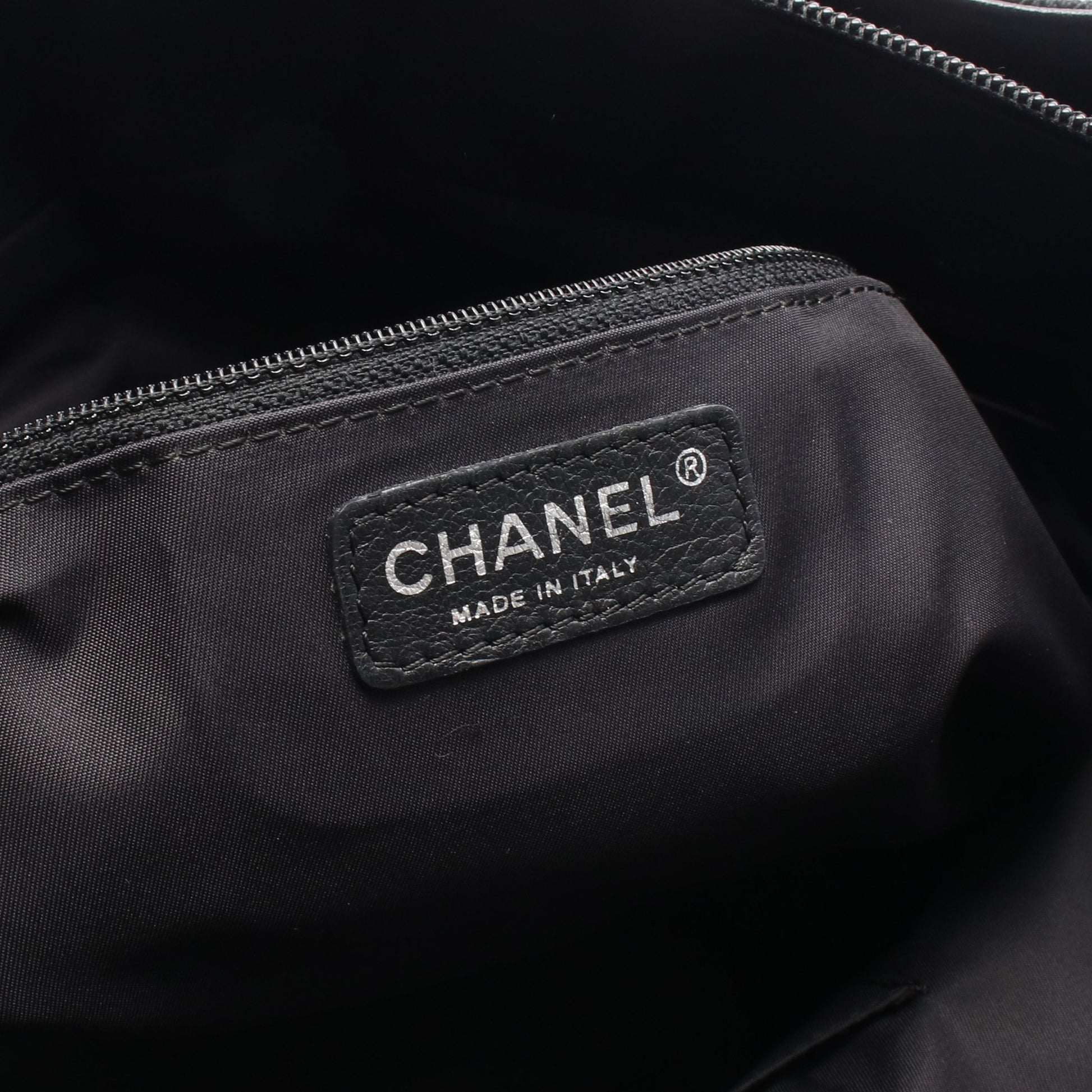 パリビアリッツMM ハンドバッグ トートバッグ コーティングキャンバス レザー ブラック シルバー金具 シャネル バッグ CHANEL