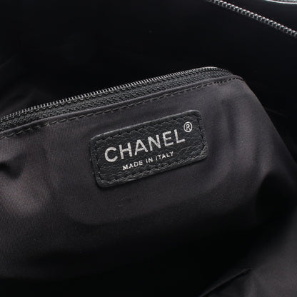 パリビアリッツMM ハンドバッグ トートバッグ コーティングキャンバス レザー ブラック シルバー金具 シャネル バッグ CHANEL